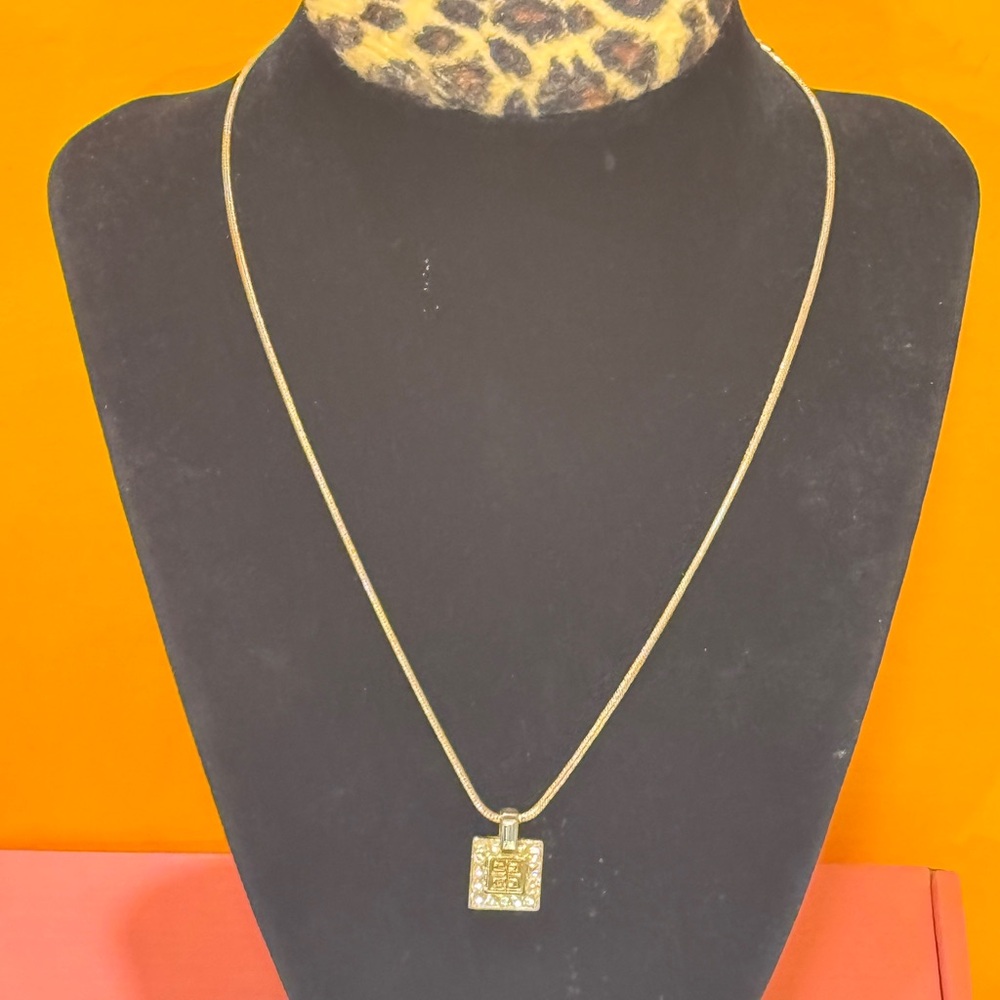 Givenchy Gold and Silver Square Pendant Necklace - Picture 14 of 14